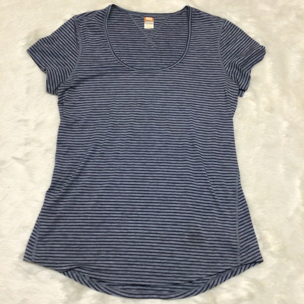 Lucy striped strech technical t-shirt gray‎ and black